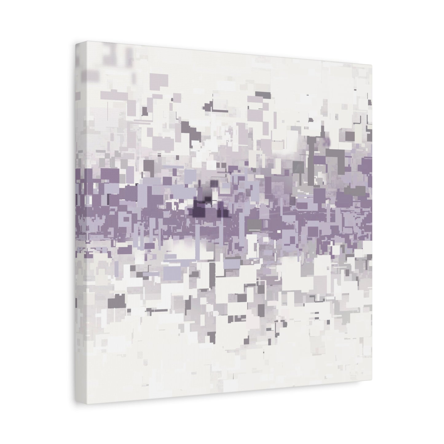 Abstract art piece with purple and gray geometric pattern on a white background