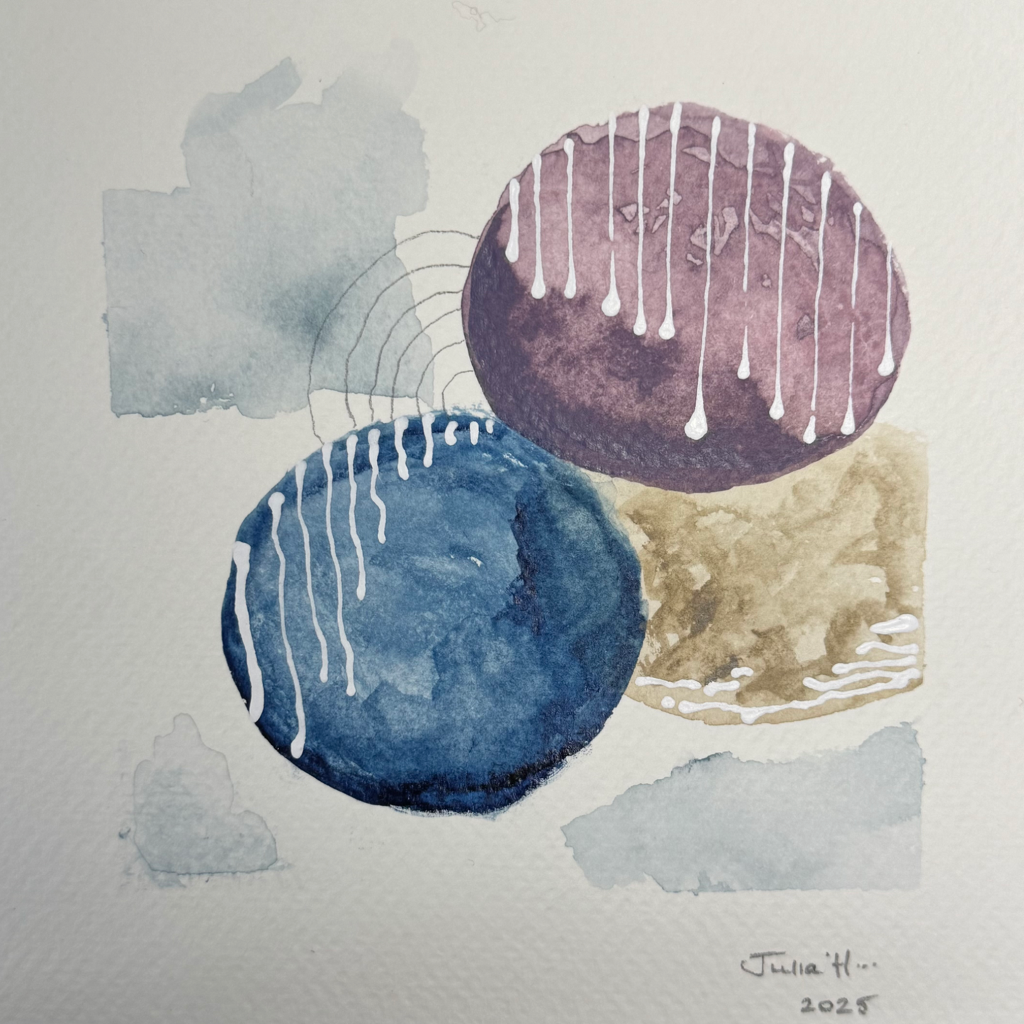 This image features a mixed media abstract artwork.