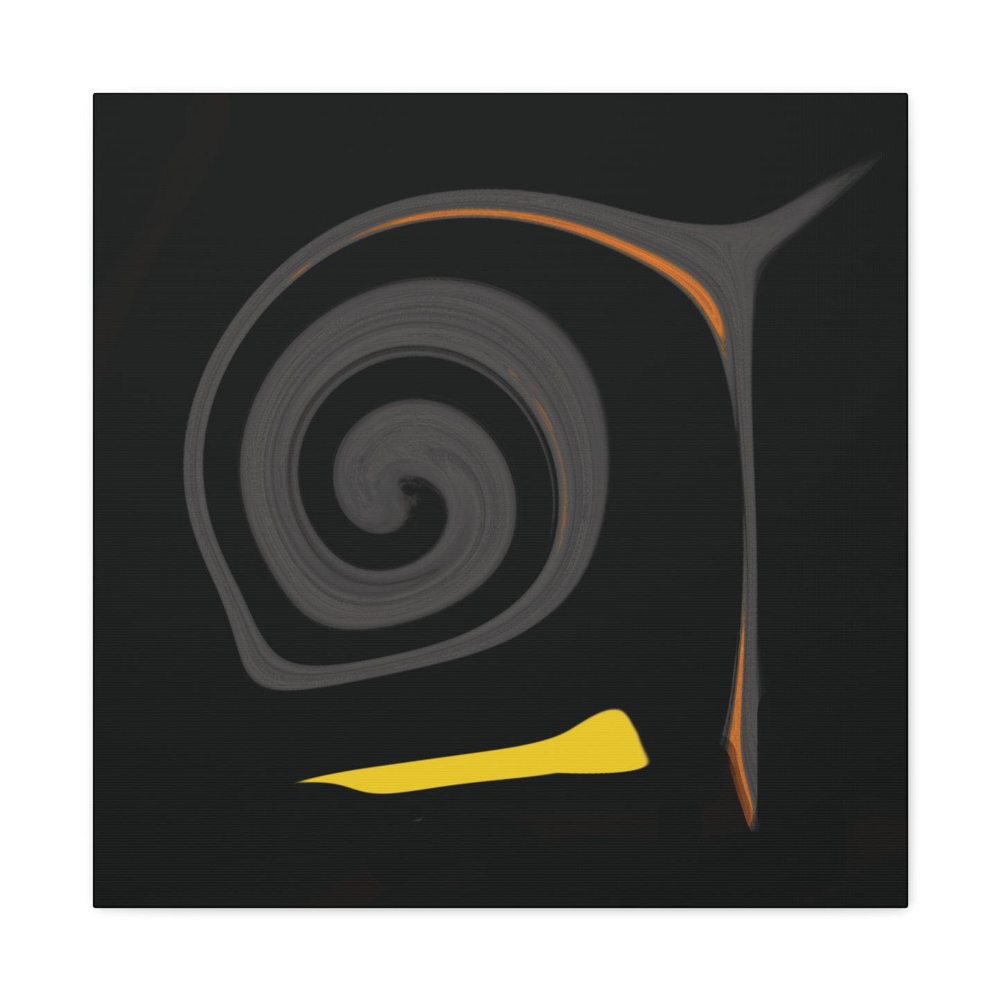 Abstract design with a spiral and yellow element on a black background