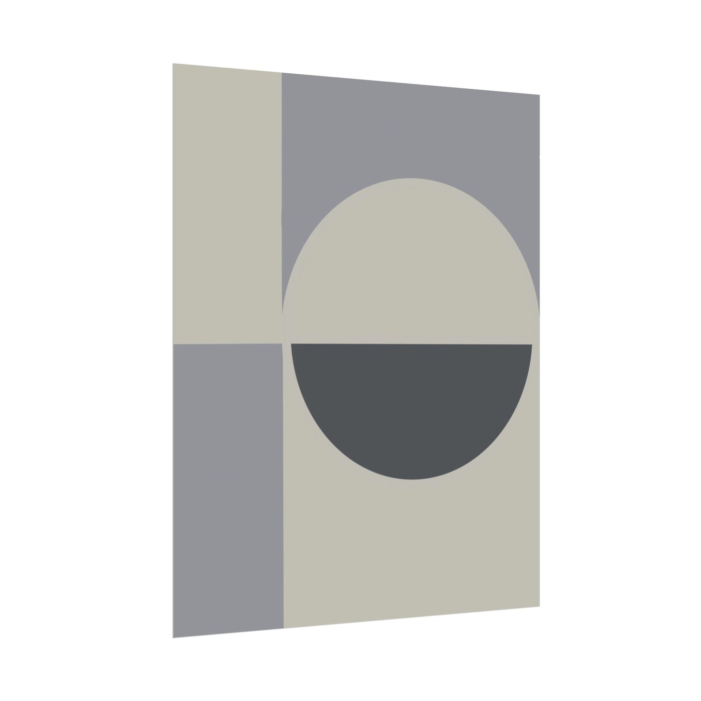Fine art print with geometric design in muted tones on a white background.