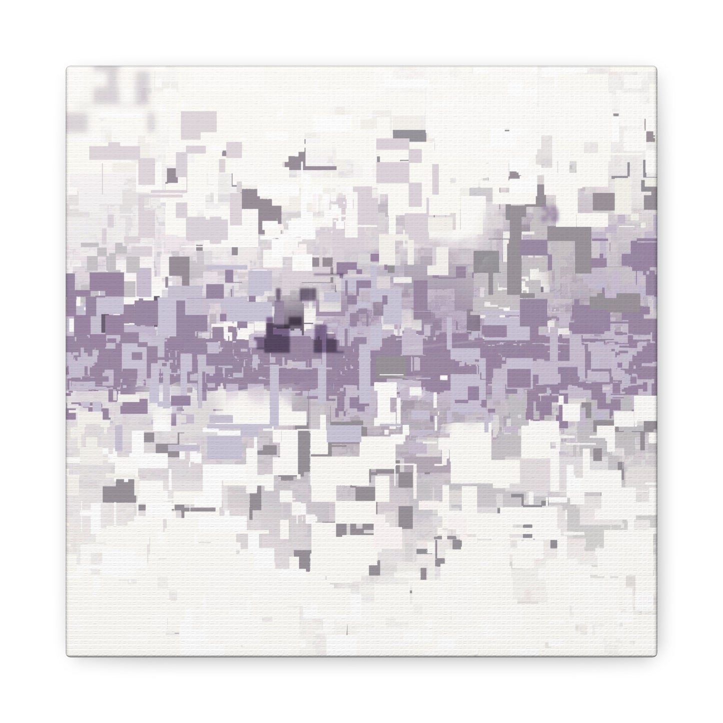 Abstract art piece with a gradient of purple and gray squares on a white background