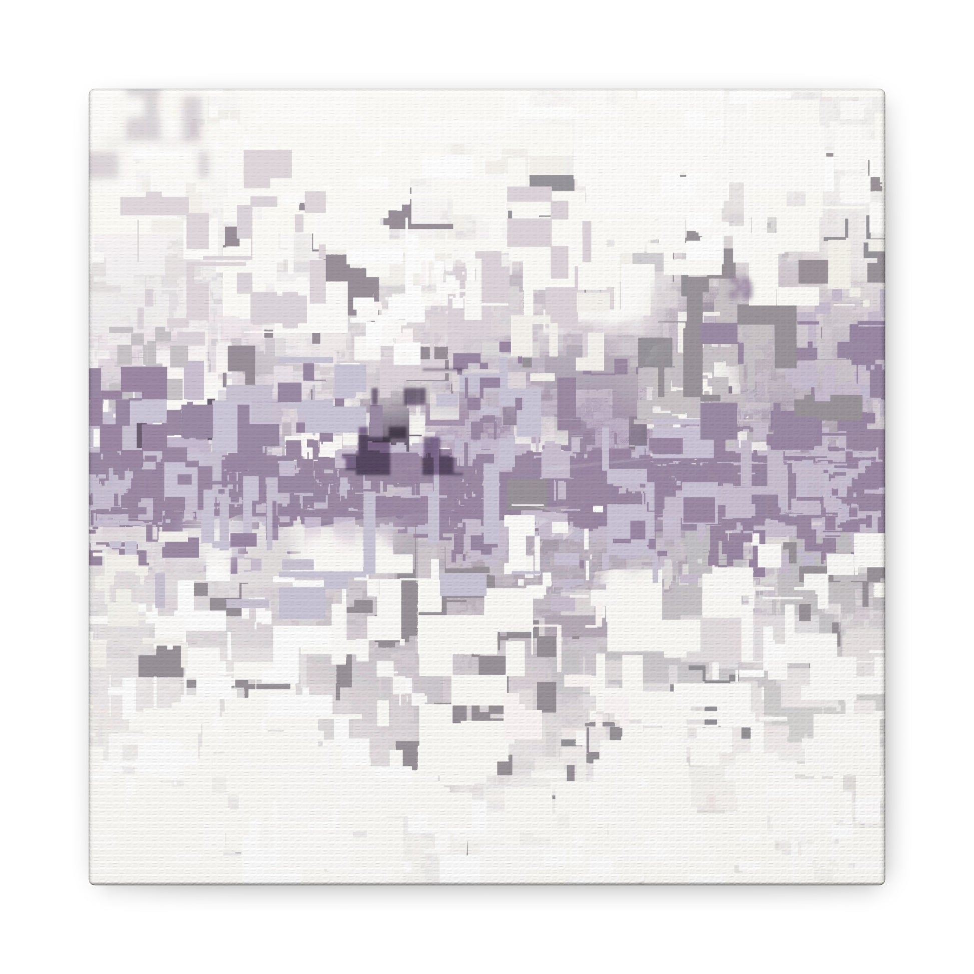Abstract art piece with a gradient of purple and gray squares on a white background
