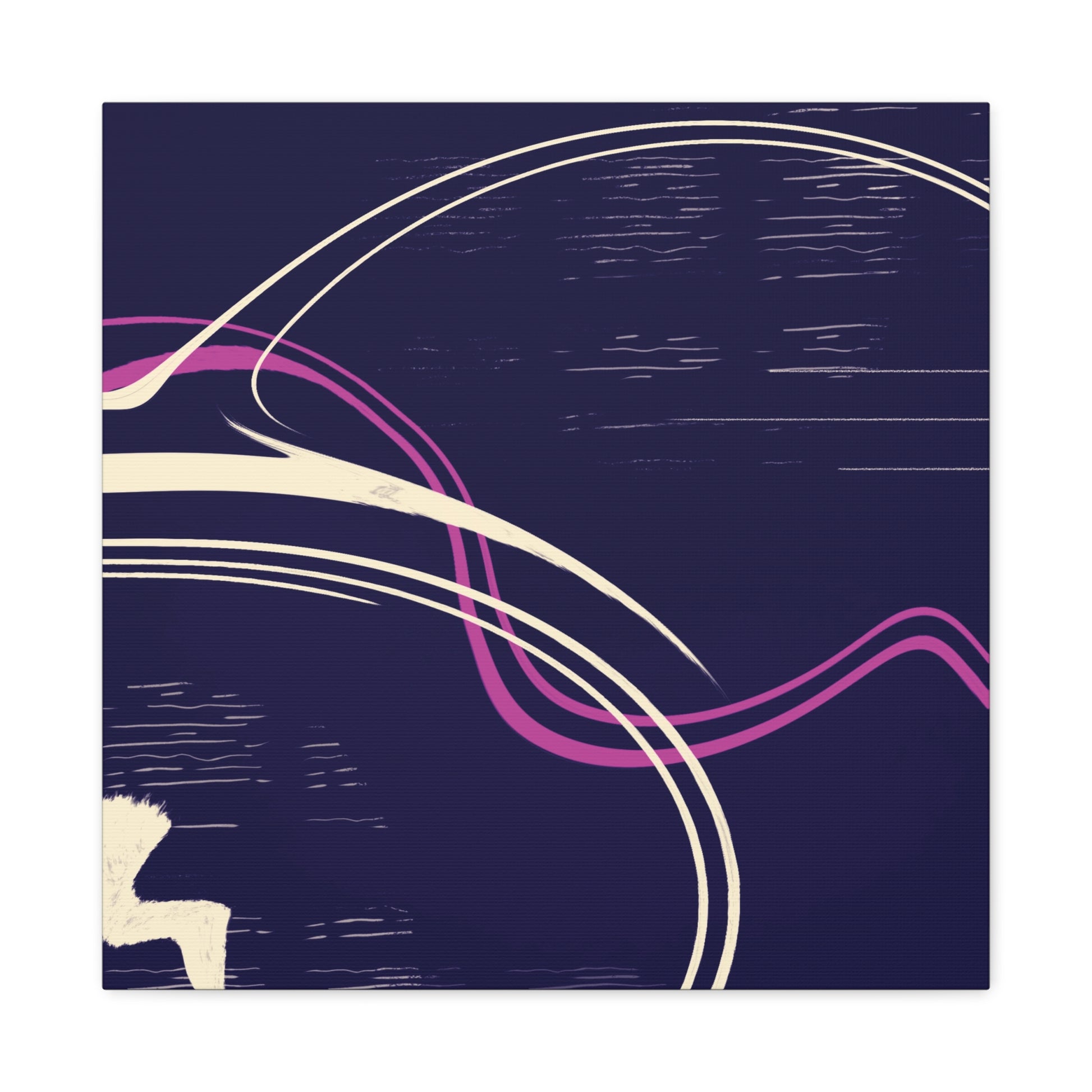 Currents abstract canvas print with wavy lines on a dark blue background