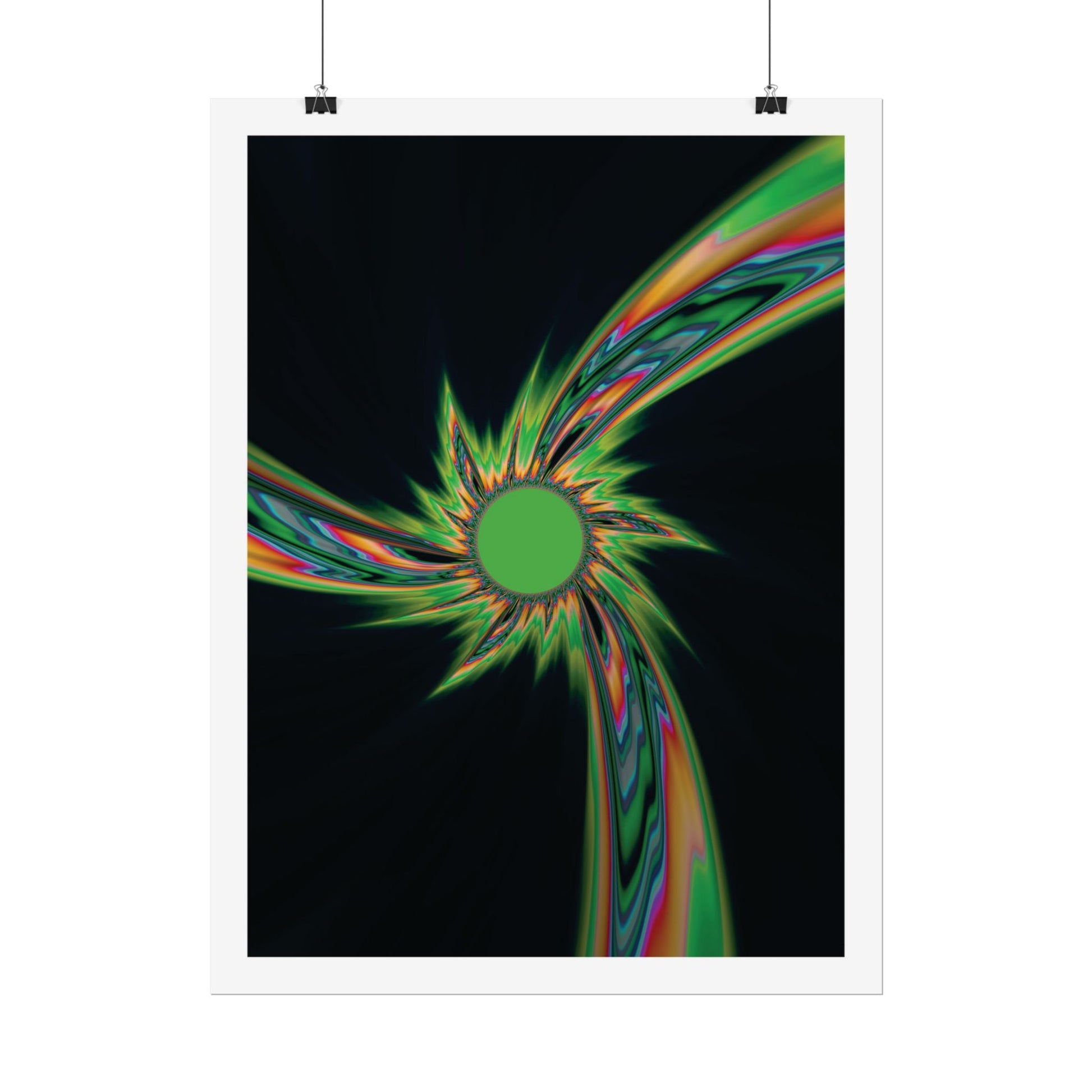 'Quiet Stroll' digital artwork by Julia Hargreaves - Abstract colourful design on a black background