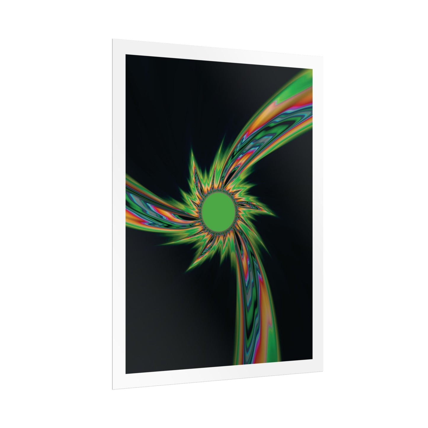 'Quiet Stroll' digital artwork by Julia Hargreaves - abstract artwork with colourful design on a black background
