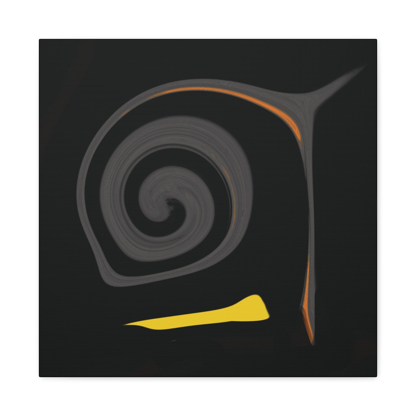 Abstract design with a spiral and yellow element on a black background