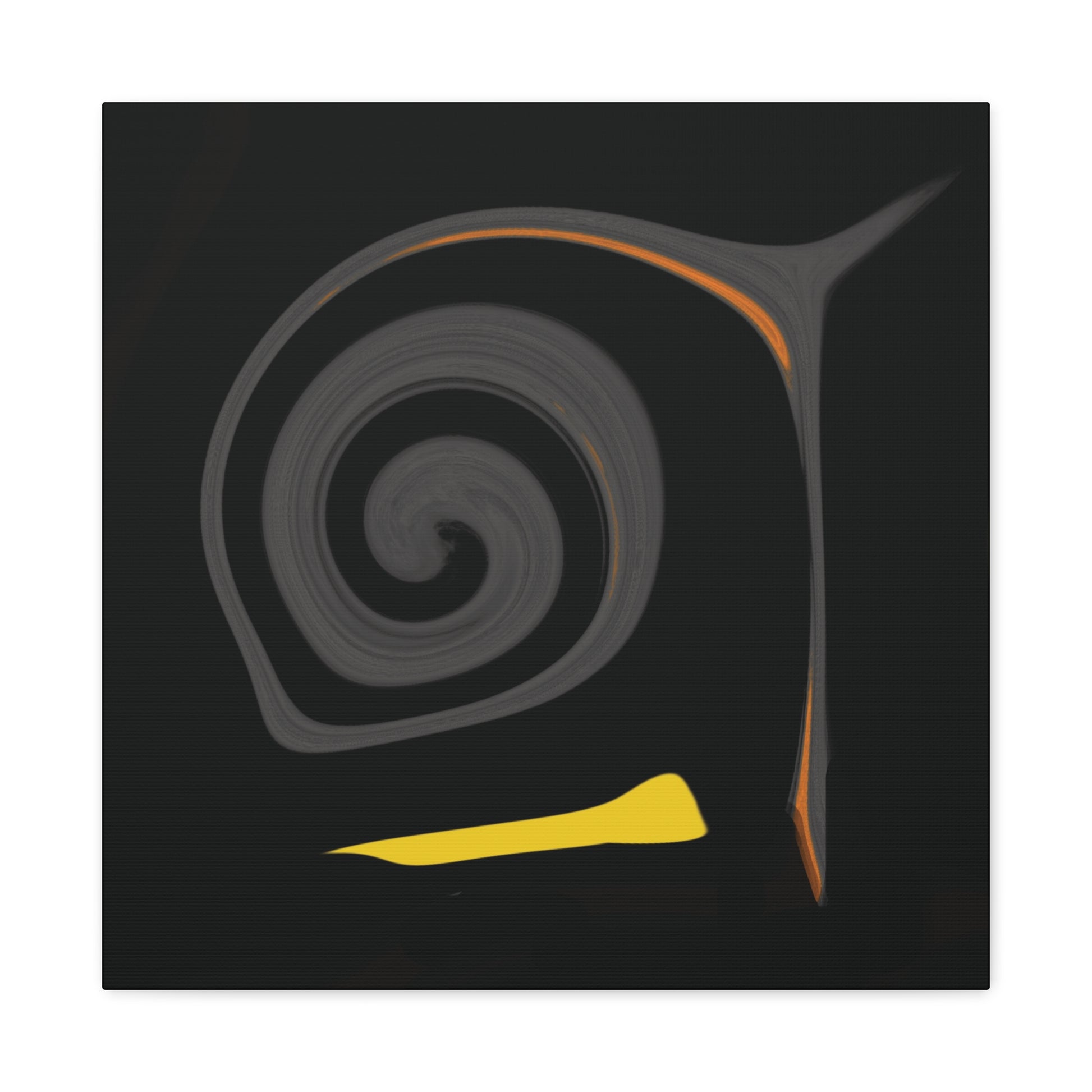 Abstract design with a spiral and yellow element on a black background