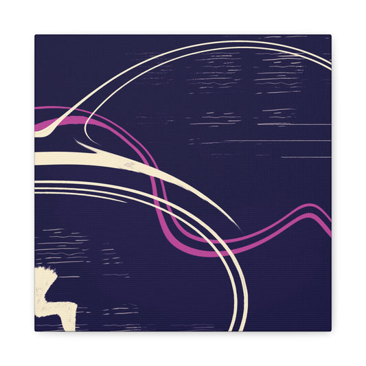 Currents abstract canvas print with wavy lines on a dark blue background