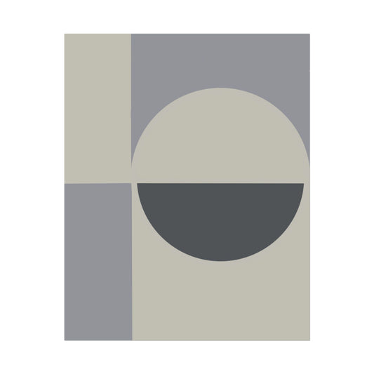 Fine art print with geometric design in muted tones, on a white background.