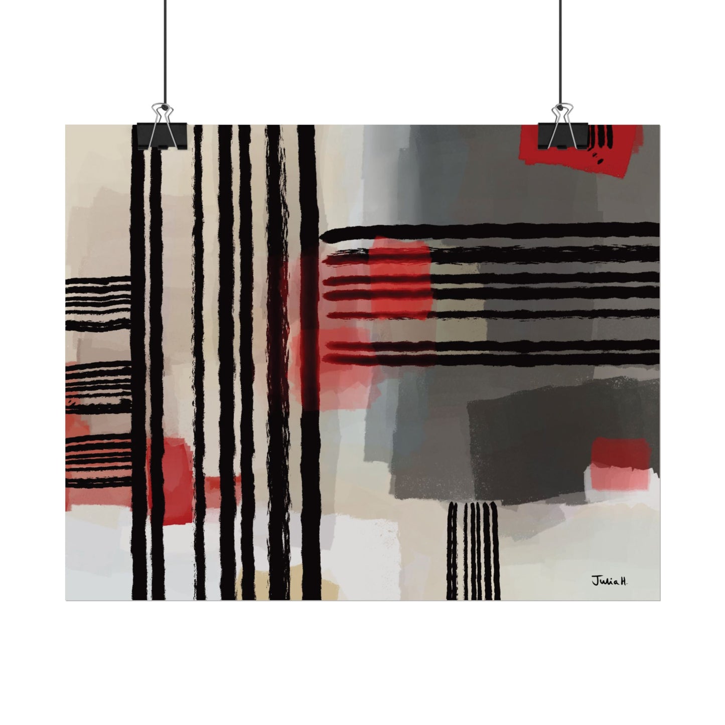 Abstract art print with cool contemporary colours.