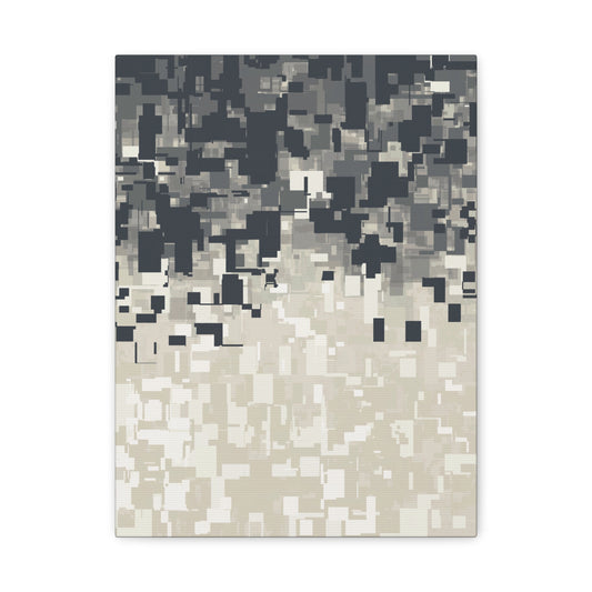 Abstract canvas print with muted tones and fragmented textures.