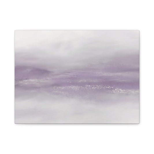 Abstract canvas art  print with a gradient of purple and white., on a white background.