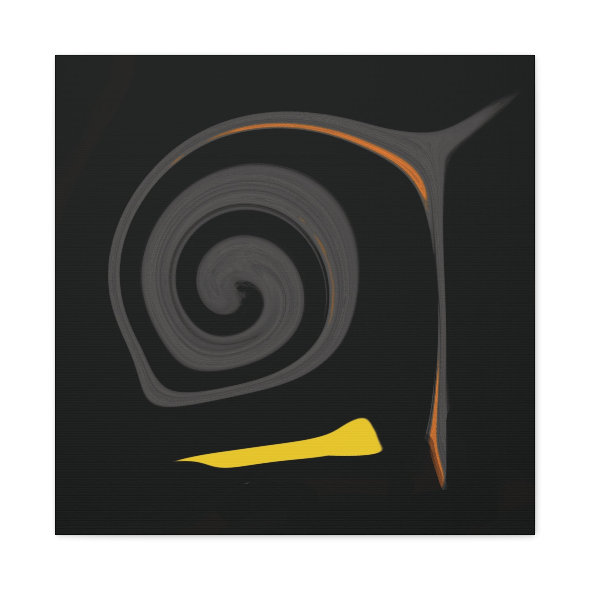 Abstract design with a spiral and yellow element on a black background