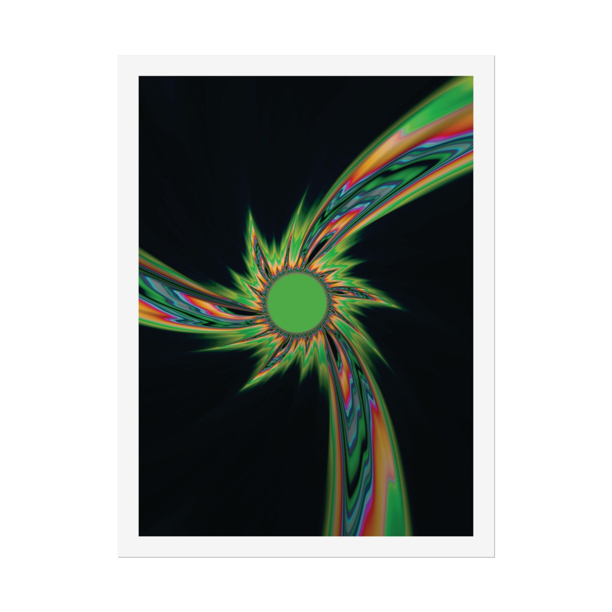 'Quiet Stroll' digital artwork - Colourful abstract design on a black background