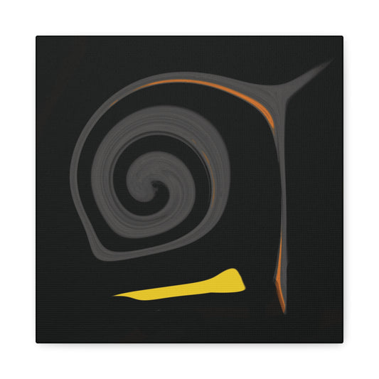 Abstract design with a spiral and yellow element on a black background