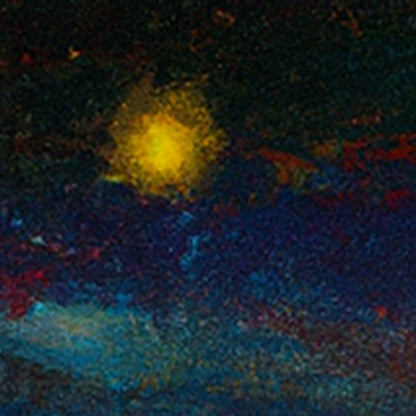 A detail image from the AI-generated digital artwork 'Autumn in the Countryside' depicting a bright star glowing in the night sky.