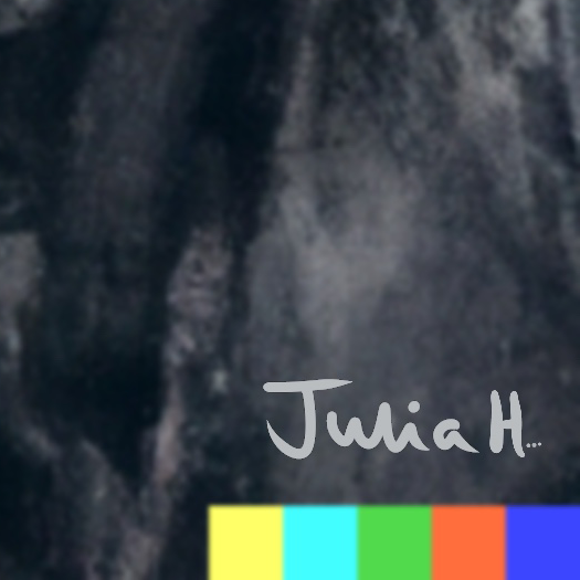 A detail image taken from 'Autumn Rain' AI-generated digital artwork depicting the artist Julia Hargreaves and DALL-E signatures