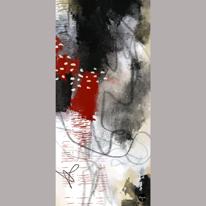 Red & Grey Expressive Abstract Digital Wallpaper