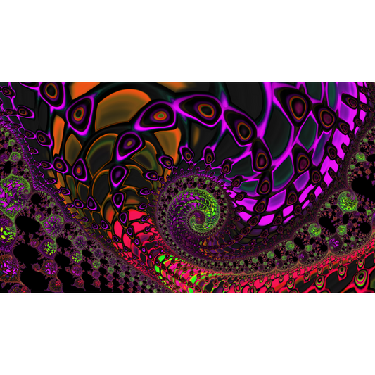 Undivided - fractal abstraction with an hypnotic spiral structure in an electric colour palette.