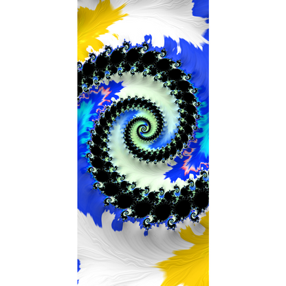 "Pursuit" dynamic abstract digital artwork with a powerful spiral form and vivid contrast.