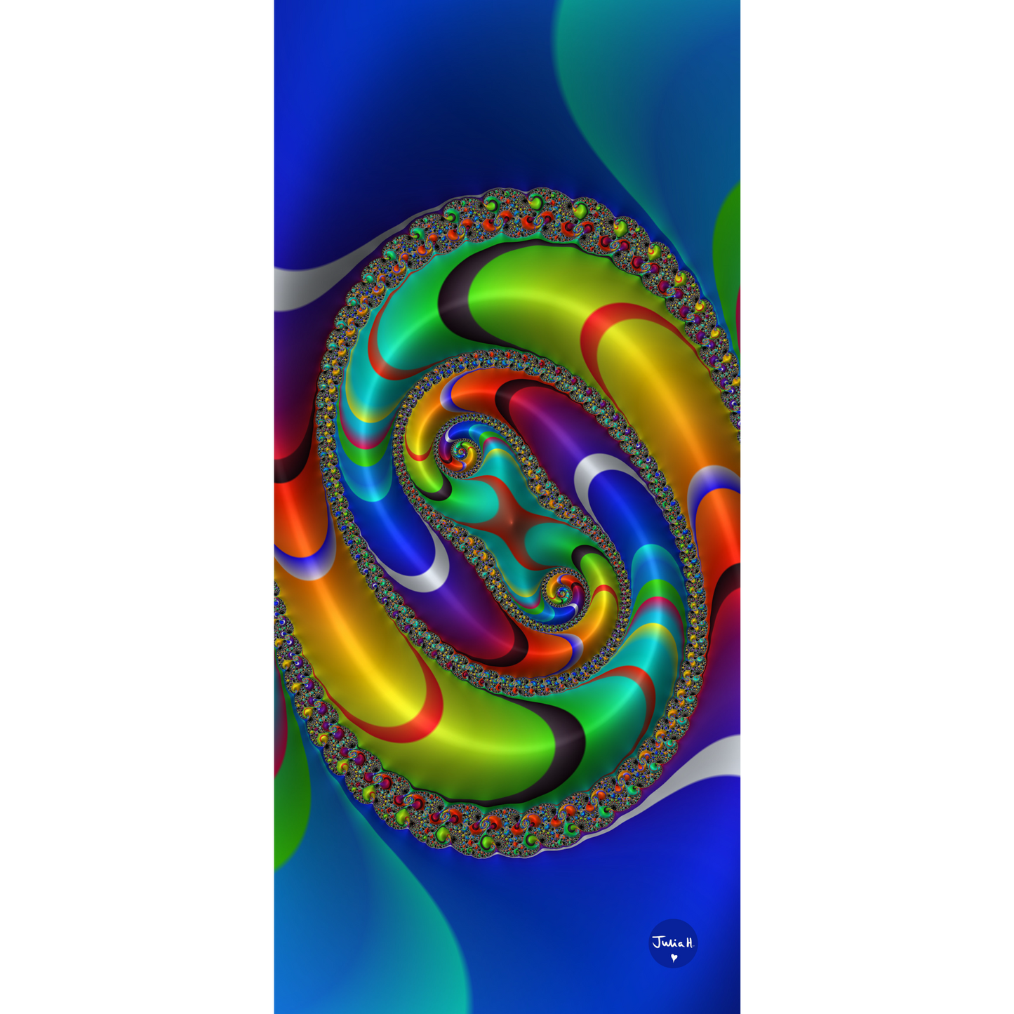 Digital wallpaper - Colorful spiral design on a blue background
