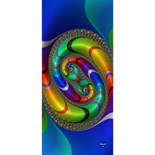 Digital wallpaper - Colorful spiral design on a blue background
