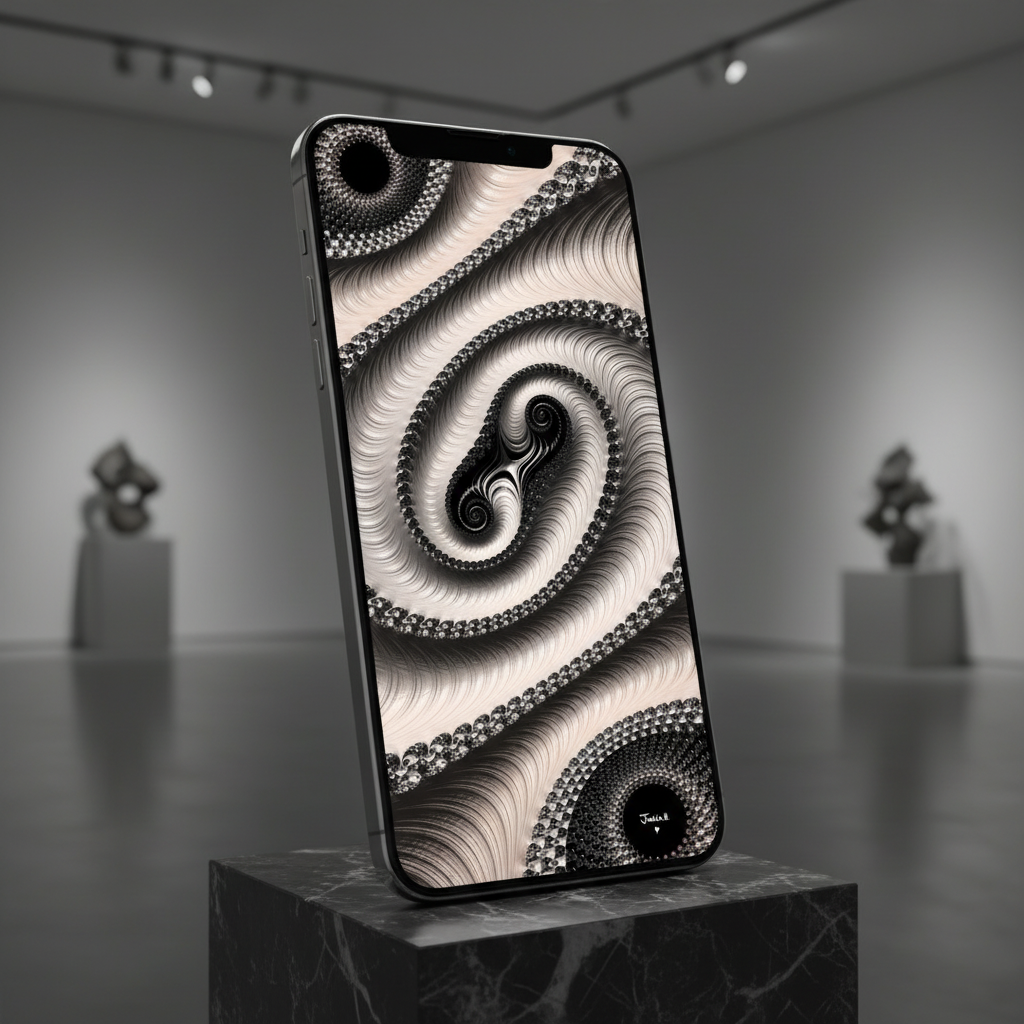 Monochrome Fractal Art on iPhone 17