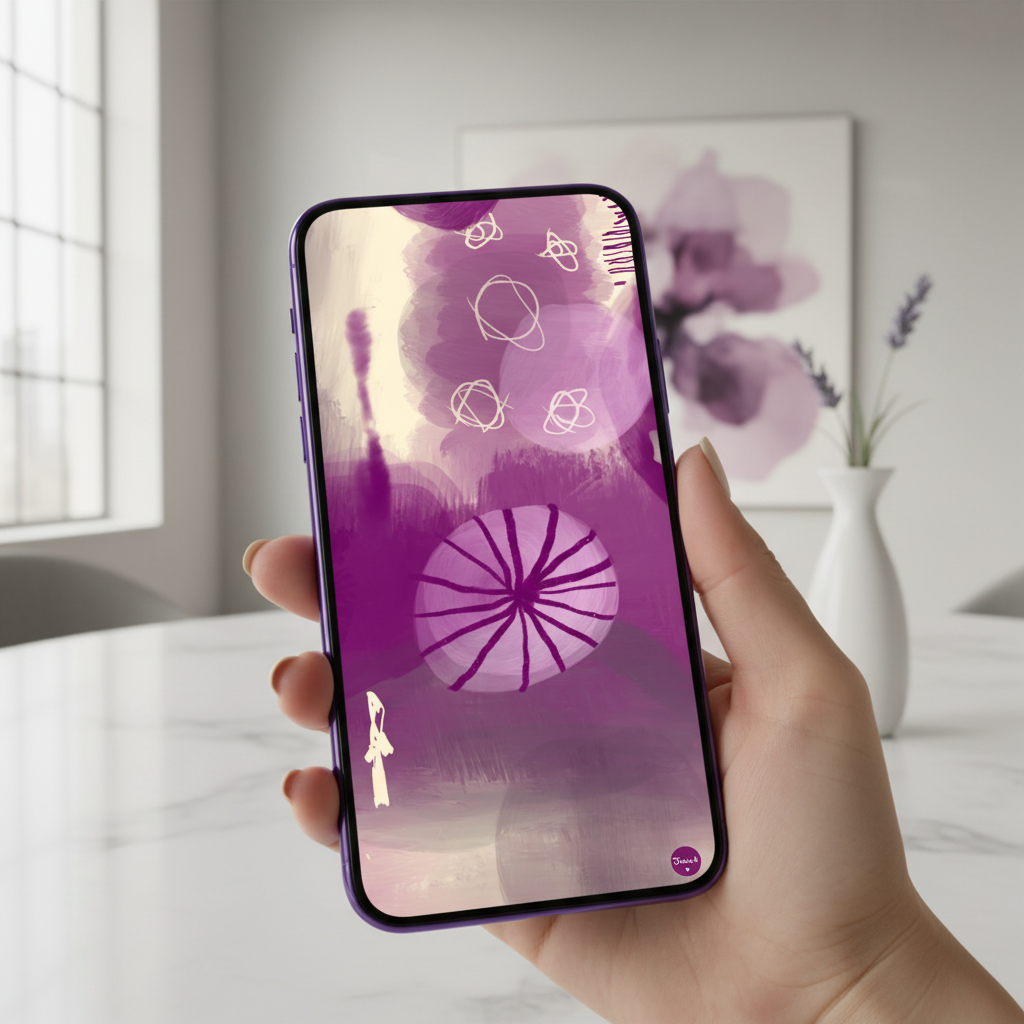 Purple Abstract Watercolor on iPhone 17 - New Composition