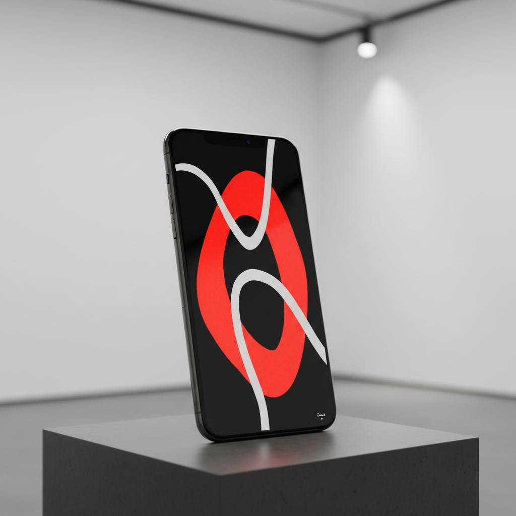 Red and Silver Abstract on iPhone 17